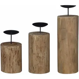 vidaXL Windlicht 3 pcs Holz Braun