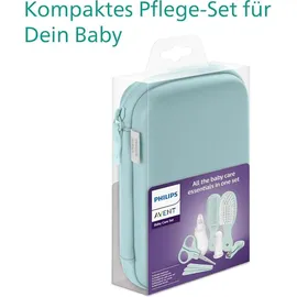 Philips AVENT Babypflege-Set – Starter-Set mit 9 Zubehörteilen: Nagelknipser, Schere, 3 Nagelfeilen, Kamm, Haarbürste, Nasensauger und Fingerzahnbürste (Modell SCH401/00)