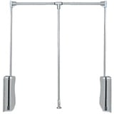 Gedotec Kleiderlift verstellbar Garderoben-Lift | 1 Stk Kleiderstange ausklappbar | Go Up | Silber Chrom - Garderobenstange Breiten-verstellbar 550-700 mm | Kleider-Lüfter klappbar | Wardrobelift