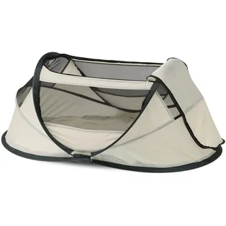 Deryan BabyBox Campingbett - Leicht, Kompakt und Faltbar -Aufgeklappt in nur 2 Sekunden -50% UV-Schutz - flammhemmendes Gewebe - Inklusiv Schlafmatte, Moskitonetz und Tragetasche - Creme