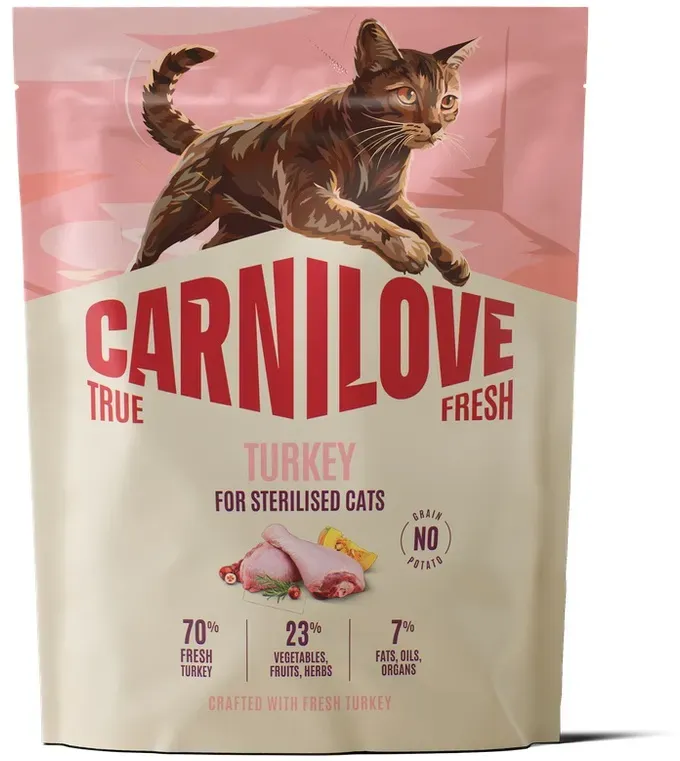 CARNILOVE TRUE FRESH Trockenfutter für Katzen – Truthahn für kastrierte erwachsene Katzen aller Rassen 400g