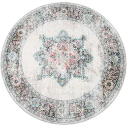 Teppich PACO HOME "Torres 275", beige (cream), H:8mm Ø:200cm, Polypropylen, Teppiche, Kurzflor, Orient-Optik, Vintage Design, In- und Outdoor geeignet