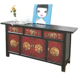 opium outlet Möbel Kommode Schrank Sideboard Hochzeitsschrank "RedMagic" 34372-7 rot-schwarz asiatisch orientalisch