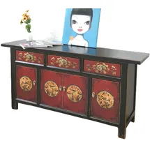 opium outlet Möbel Kommode Schrank Sideboard Hochzeitsschrank "RedMagic" 34372-7 rot-schwarz asiatisch orientalisch