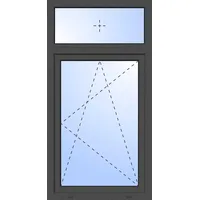 Kunststoff Fenster mit Oberlicht TED Dreh-Kipp 3-fach Verglasung Anthrazit Eisenglimmer DB 703 innen öffnend DIN links