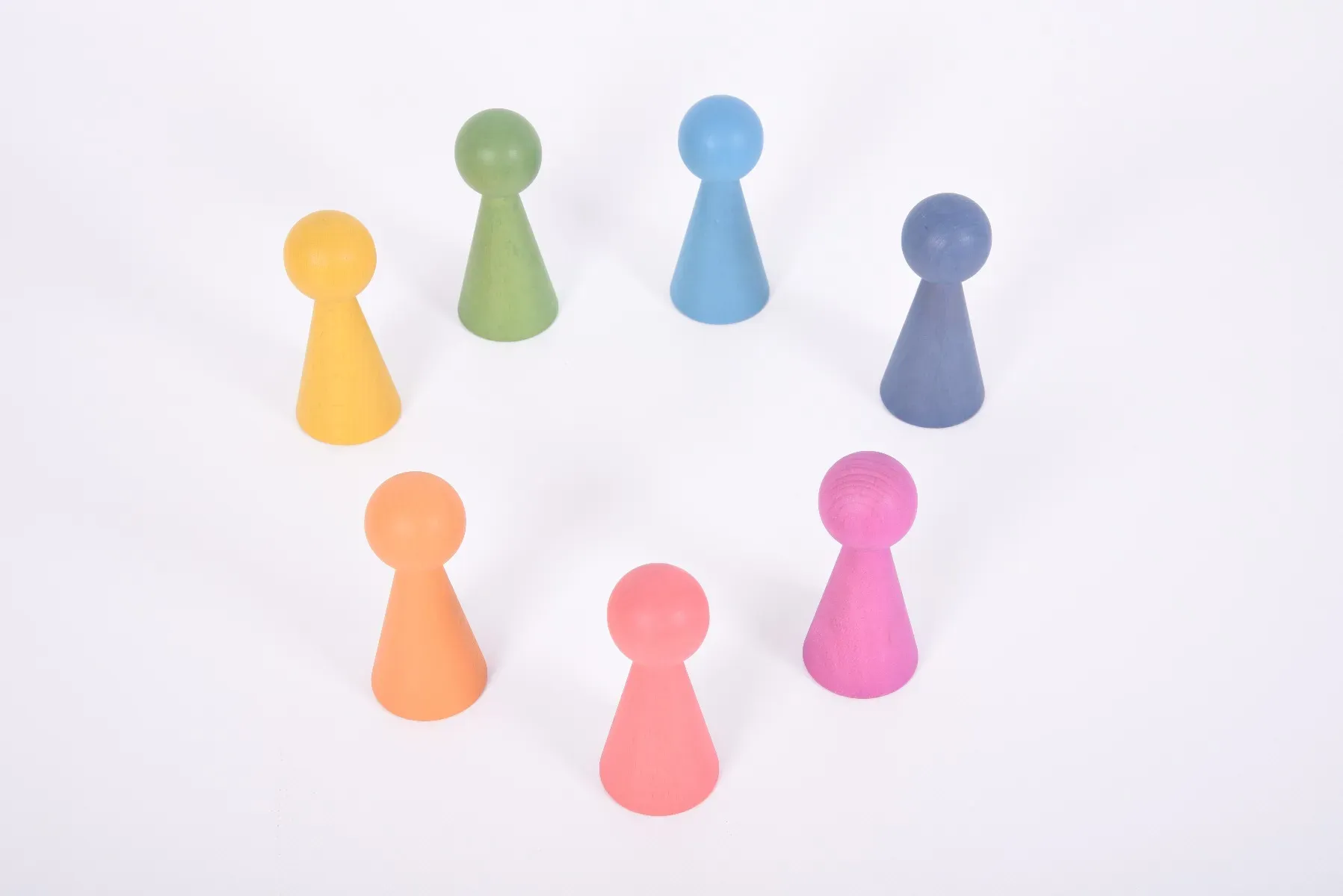 Regenbogen Holzfiguren 7-teilig aus Buchenholz 10 cm bunt tickit® - glatt poliert, fördert Fantasie, ab 9 Monate