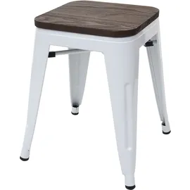 Mendler 2er-Set Hocker HWC-A73 inkl. Holz-Sitzfläche, Metallhocker Sitzhocker, Metall Industriedesign stapelbar ~ weiß