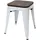 Mendler 2er-Set Hocker HWC-A73 inkl. Holz-Sitzfläche, Metallhocker Sitzhocker, Metall Industriedesign stapelbar ~ weiß