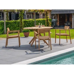 Traditional Teak Set Carmen I - Das Set besteht aus: 1 x Tisch Carmen, 4 x Stapelsessel Carmen.