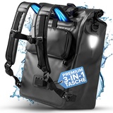 Büchel 3in1 Fahrradtasche für Gepäckträger, nutzbar als Rucksack, Umhängetasche oder Gepäckträgertasche | Fahrrad Tasche Wasserdicht & Reflektierend | mit 22L Kapazität und Anti-Rutsch Boden