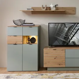 Innostyle Highboard 84 x 125 x 45 cm Schilfgrün / Artisan Eiche