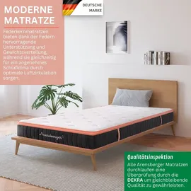 Arensberger Kupfermatratze mit Federkern & Kupferschaum + integrierter Topper 160x200 cm Höhe 25cm Härtegrad H3/ H4 Taschenfederkern Matratze Rollmatratze ergonomisch