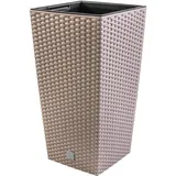 Blumentopf + Einsatz Blumenkübel Rattan-Optik RATO SQUARE DRTS200 Mocca
