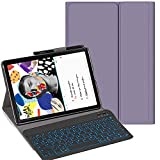 YHFZR Tastatur Hülle für Samsung Galaxy Tab S6 Lite, [Deutsches QWERTZ] Slim Hülle mit 7 Farben Beleuchtung Kabellose Tastatur mit Schützhülle für Samsung Galaxy Tab S6 Lite 10,4'' P620/P619, Violett