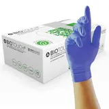 UNIGLOVES BioTouch Nitril-Einweghandschuhe - biologisch abbaubar, vielseitig einsetzbare, medizinische Untersuchungshandschuhe - Box mit 100 Handschuhen, violettblau, Klein (GM0082)
