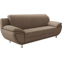 3-Sitzer TRENDMANUFAKTUR "Rondo II zeitlos und bequem", braun (tan), B:207cm H:85cm T:94cm, Struktur ( 100% Polyester), Sofas, wahlweise mit komfortablem Federkern, mit extra breiten Armlehnen