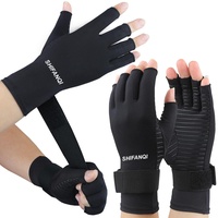 2 Paar Kupfer Arthritis Handschuhe, fingerlose Kompressionshandschuhe für Damen Herren, Arthritis Schmerzlinderung für Karpaltunnel, RSI, Tendinitis,Handschmerzen Tippen Gaming Strickhandschuhe(S/M)