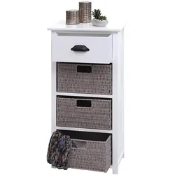 Kommode MCW-K84 mit Körben, Schrank Schubladenschrank, Holz 83x40x29cm ~ weiß, Körbe grau
