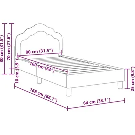 vidaXL Kinderbettgestell mit Kopfteil Dunkelgrau 80 x 160 cm Samt