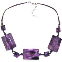 Gallay Perlenkette 3x 35x25mm-Viereck gewellt lila-marmoriert 45cm (1-tlg) lila