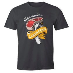 MoonWorks Print-Shirt Herren T-Shirt alles andere ist nur Carpaccio Grillen Barbecue BBQ Fleisch Fun-Shirt Moonworks® mit Print grau M
