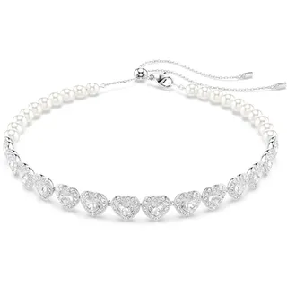 Swarovski Ariana Grande x Tennis Choker, Verschiedene Schliffe, Herz, Weiß, Rhodiniert