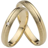 Trauring FIRETTI "Schmuck Geschenk Gold 750 Hochzeit Ehering "LIEBE"" Fingerringe Gr. 50, 0,015 ct SI = kleine Einschlüsse mit Brillant, Gelbgold 585, 3,5mm, goldfarben (gelbgoldfarben) Made in Germany, wahlweise mit oder ohne Brillant