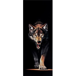 PAPERMOON Fototapete „Wolf – Türtapete“ Tapeten Gr. B/L: 0,9 m x 2 m, bunt Fototapeten