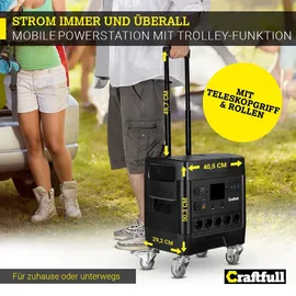 Craftfull Fast Charge PS3600, 2.000 Watt, Trolley-Funktion, LiFePO4, USB, 12 V, 230 V (Classic)