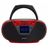 Aiwa BBTU-500DAB/RD DAB+ tragbares CD-Radio mit Farbdisplay, 6,1 cm (2,4 Zoll), Bluetooth 5.0, USB, CD/CDR/RW/MP3, Dab+, Farbe: Rot