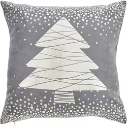 Dekokissen DONE. "Snowfall", grau (grau, bedruckt), B:45cm H:1cm L:45cm, Polyester, Dekokissen_Sitzkissen_Kissenhüllen, mit Glanzdruck
