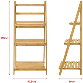 [en.casa] Leiterregal Natur, Holz, Bambus, 50.8x109x35 cm, Wohnzimmer,, - 2 Jahre Gewährleistung - mind. 14 Tage Rückgaberecht - Braun