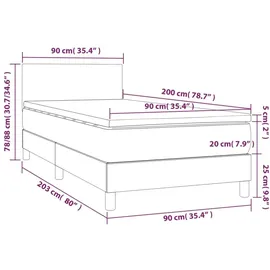 vidaXL Boxspringbett mit Matratze Schwarz 90x200 cm Kunstleder - Schwarz