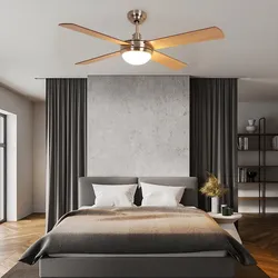 Deckenventilator Decken Ventilator mit Fernbedienung Schlafzimmer Lüfter, silber, Sommer-/Wintermodus 3 Geschwindigkeiten Timer, 132 cm