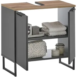 BASIC by Balculina Waschbeckenunterschrank Denver 60 x 60 x 35 cm Schwarz Matt