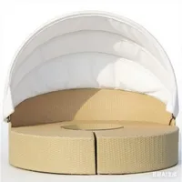Rundes Ersatzdach Für Garten-Tagesbett – Wetterfeste Dachabdeckung Für Outdoor-Sonneninsel & Rattan-Lounge – UV- & Wasserabweisend-White