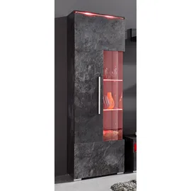 INOSIGN Vitrine INOSIGN "India,Höhe 160cm stilvolle Glasvitrine mit verstellbare Glasböden", grau (schieferfarben), B:45cm H:160cm T:35cm, ABS-Kunststoff, FSC-zertifizierter Holzwerkstoff, Glas, Kunststoff, Metall, Schränke, Vitrine, Standvitrine 1Trg, viel