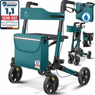 Kesser Leichtgewicht Rollator faltbar mit Sitz Gehhilfe grün