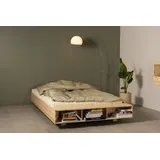Karup Stauraumbett KARUP DESIGN "Merge Bed Bettgestell m. integrierter Bank m. Stauraum, mehrere Größen", beige (natur), B:144cm H:32,5cm L:227cm, Betten, Stauraumbett, inkl. Lattenrost, excl. Matratze, FSC-zertifiziertes Massivholz