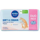 NIVEA BABY Taschentücher Biologisch abbaubar Soft & Cream Sparpack, 2x 57 Stk.