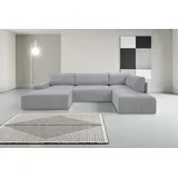 werk2 »Rotterdam-U, U-Form, in kuschelweichem Cord oder Breitcord«, Design Sofa mit Schlaffunktion & Bettkasten, Cord, grau, grau