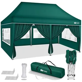 tillvex Faltpavillon 3 x 6 m inkl. 6 Seitenteile Grün