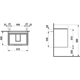 Laufen Waschtischunterschrank Juna 2 Schubladen 57,2 x 40 x 51,5 cm Verkehrsgrau