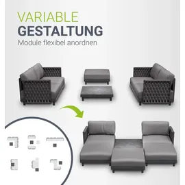 Juskys Gartenmöbel Set Port Royale - Sofa mit Kissen & Tisch - Anthrazit
