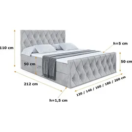 altdecor Boxbett, AMAY-Z - 160x200 cm - H3 - Hellgrau