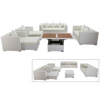 OUTFLEXX Loungemöbel-Set, weiß, Polyrattan, für 9 Personen, inkl. Loungetisch, wasserfeste Kissenbox