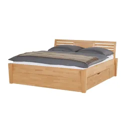 Timber Massivholz-Bettgestell mit Bettkasten Timber , holzfarben , Maße (cm): B: 156 H: 93