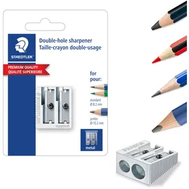 Staedtler 510 20 BK Metall-Doppelspitzer, 1 Stück auf Blisterkarte, silber