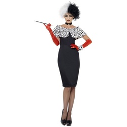 Smiffys Kostüm Cruella d’Evil, Fehlen nur noch eine handvoll Dalmatiner! schwarz S