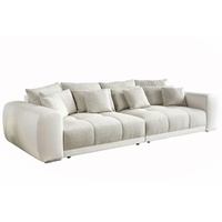 Big Sofa XXL 306 cm Federkern Lounge Couch Kunstleder Weiß und Stoff Grau Beige